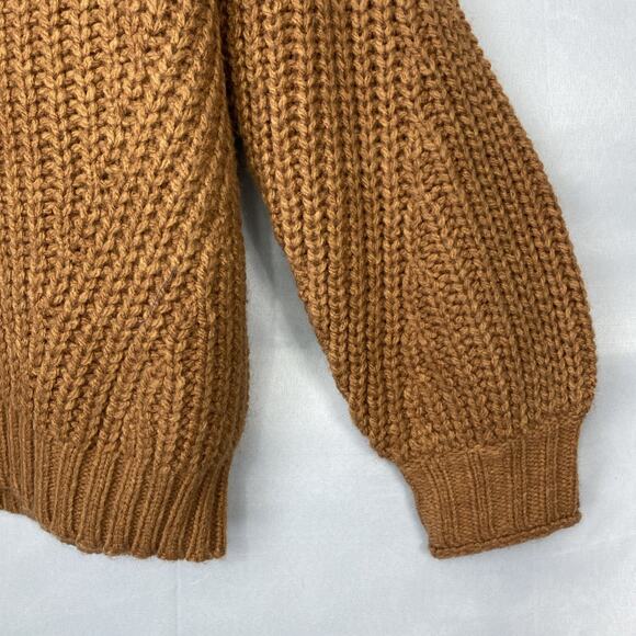 American Eagle Sweater M Brown Chunky V Neck Pullover Neutral Minimalist Cozy - Picture 4 of 8